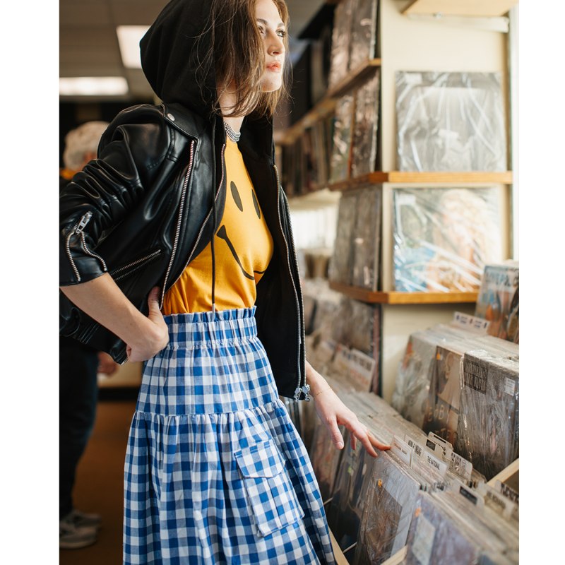 Blueberry Gingham Tribe Skirt | Organic Zoo