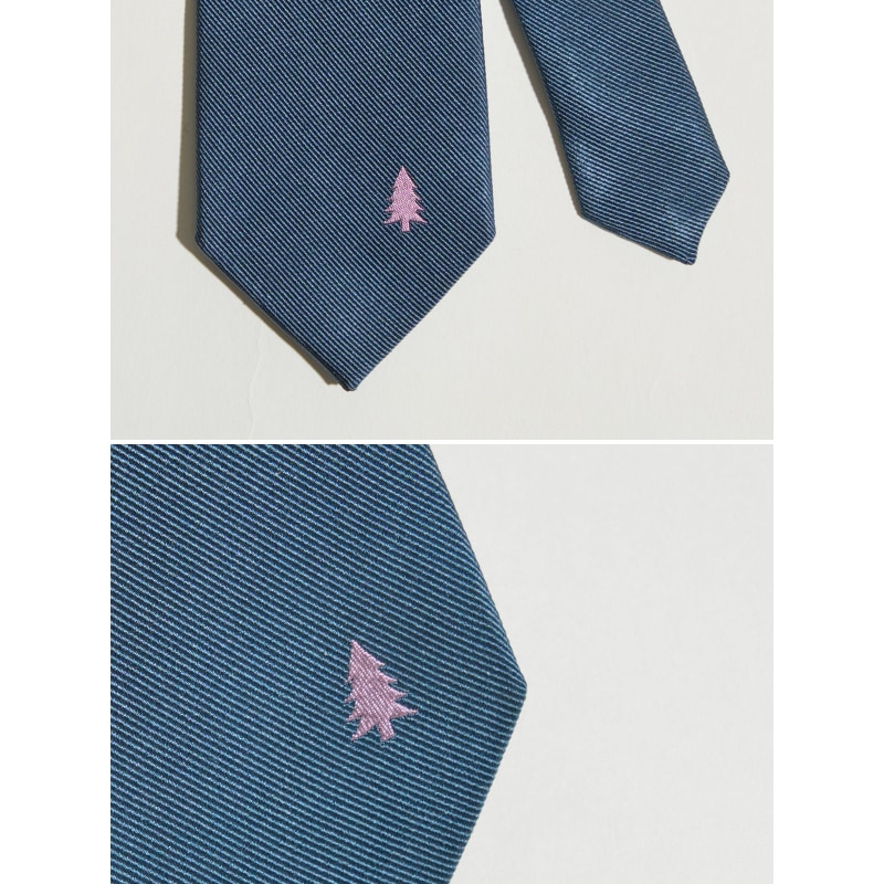 Thumbnail of Blush Pine Silk Tie - Navy Blue image