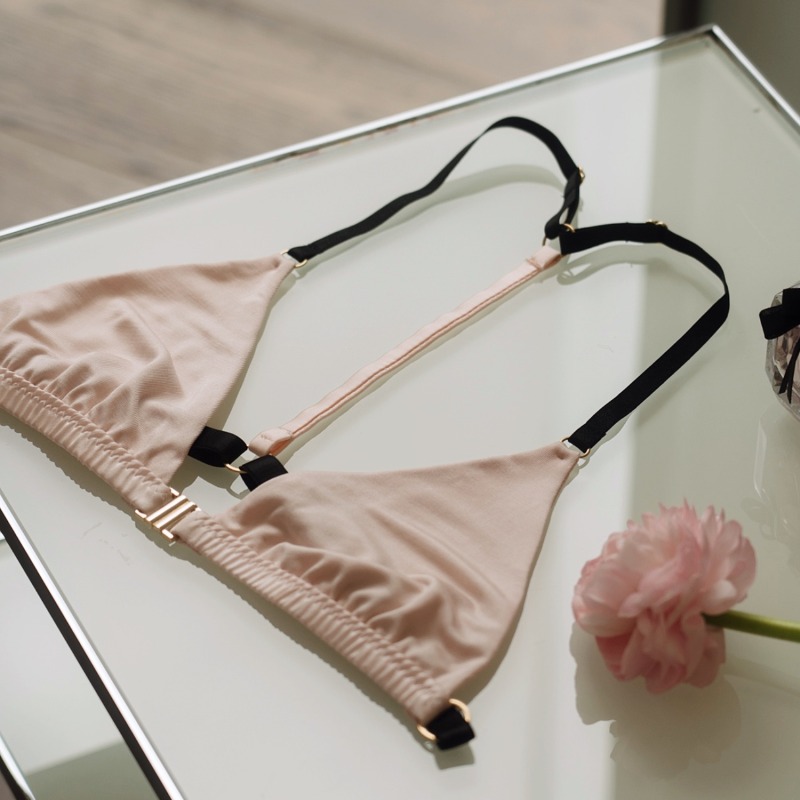 Thumbnail of Blush Pink Silk Jersey Triangle Bralette image