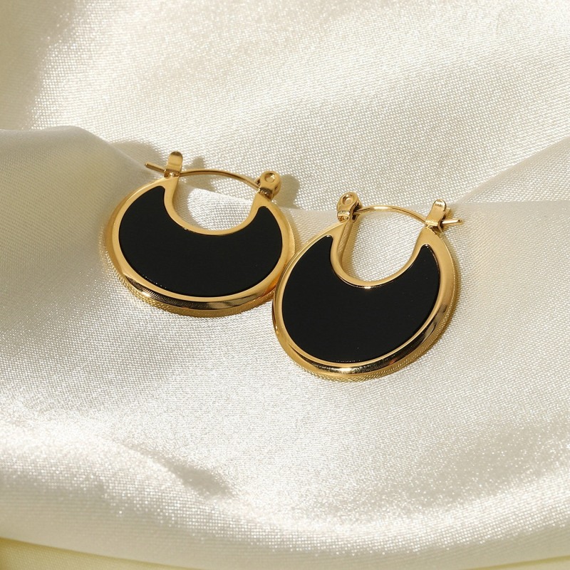 Thumbnail of Tessa Disc Hoop Earrings - Black image