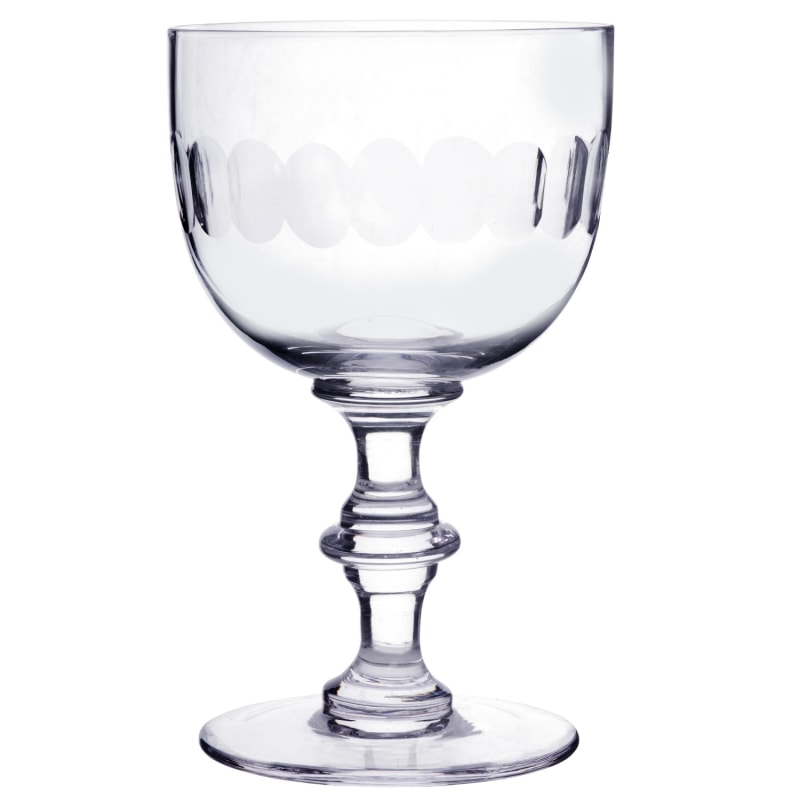 Thumbnail of Six Hand Engraved Crystal Wine Goblets With Lens Design image