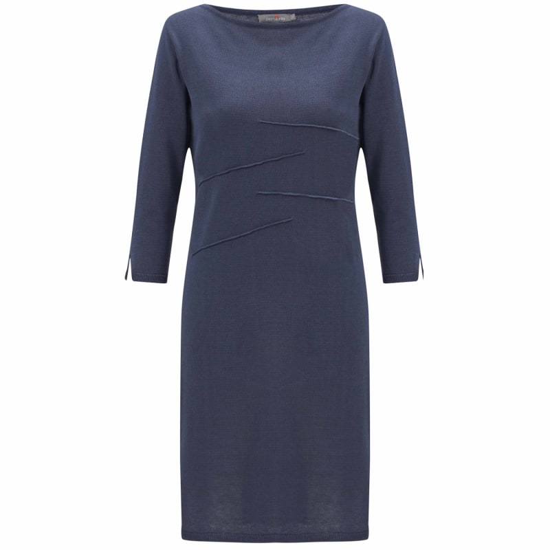 Thumbnail of Boat-Neck Knitted Summer Dress In Grey Blue image