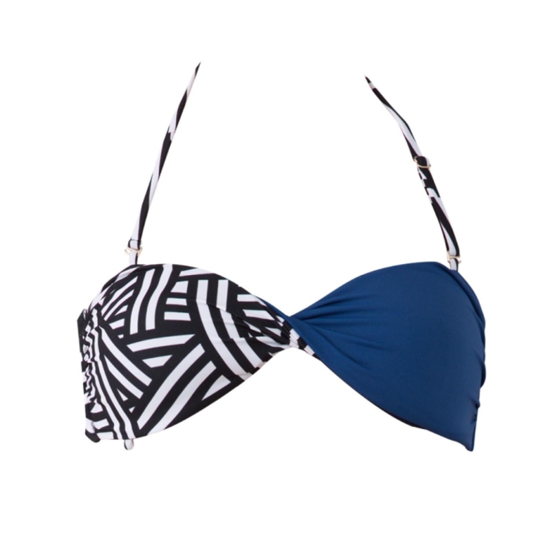 Thumbnail of Boca Bikini Top – Crossing Lines & Lapis image