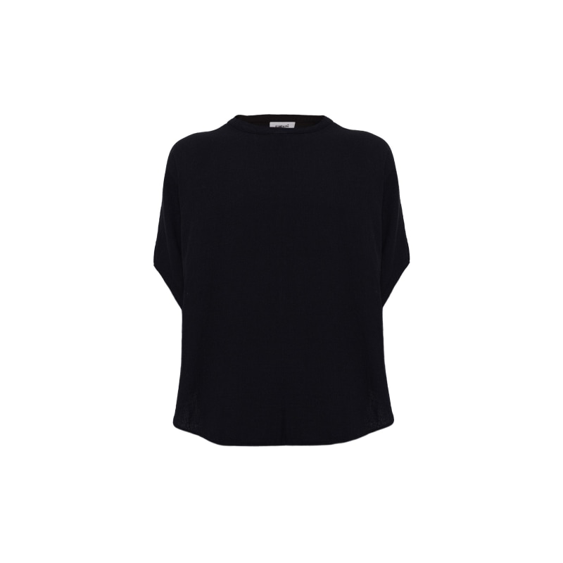 Thumbnail of Bohemian Round Neck Bell Sleeve Linen Shirt Black image