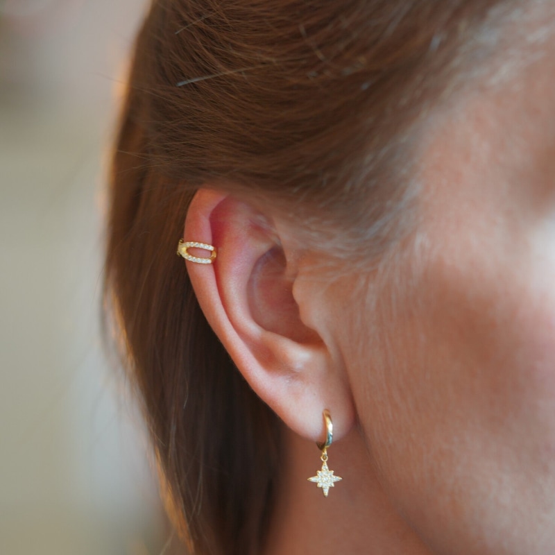 Thumbnail of Bohemian Star Huggie Earrings In Gold image