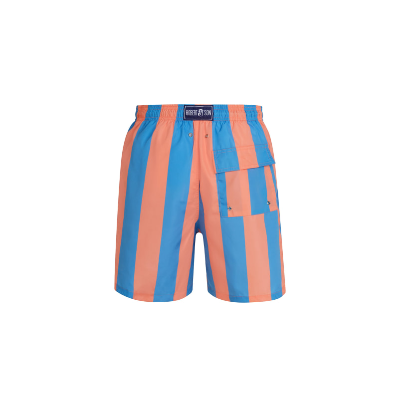 Thumbnail of Bold Blue & Orange Stripe Men's Swim Shorts image