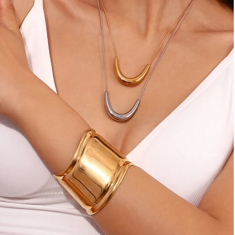Bold Statement Gold Cuff Bracelet by Olivia Le