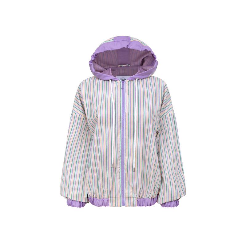 Thumbnail of Bonfire Bomber Light Spring Jacket, Upcycled Cotton, In Colourful Stripe image