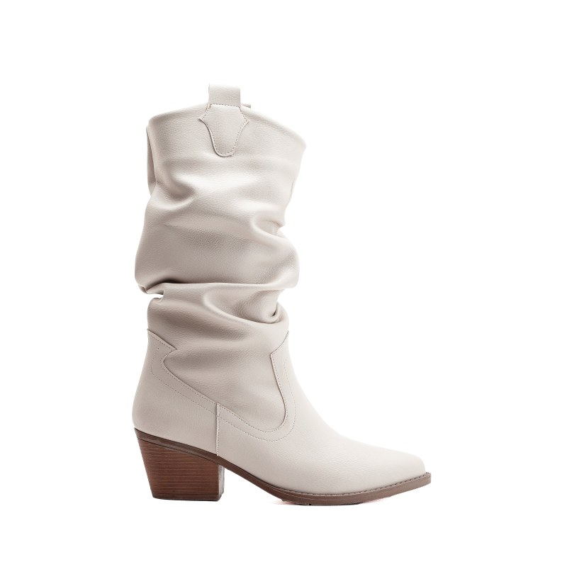 Bonnie White Slouch Western Boots Prologue Shoes Wolf Badger
