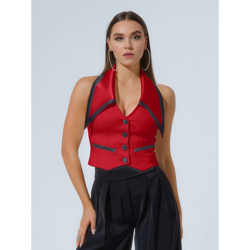 Thumbnail of Born To Run Cropped Tailored Waistcoat - Fierce Red image