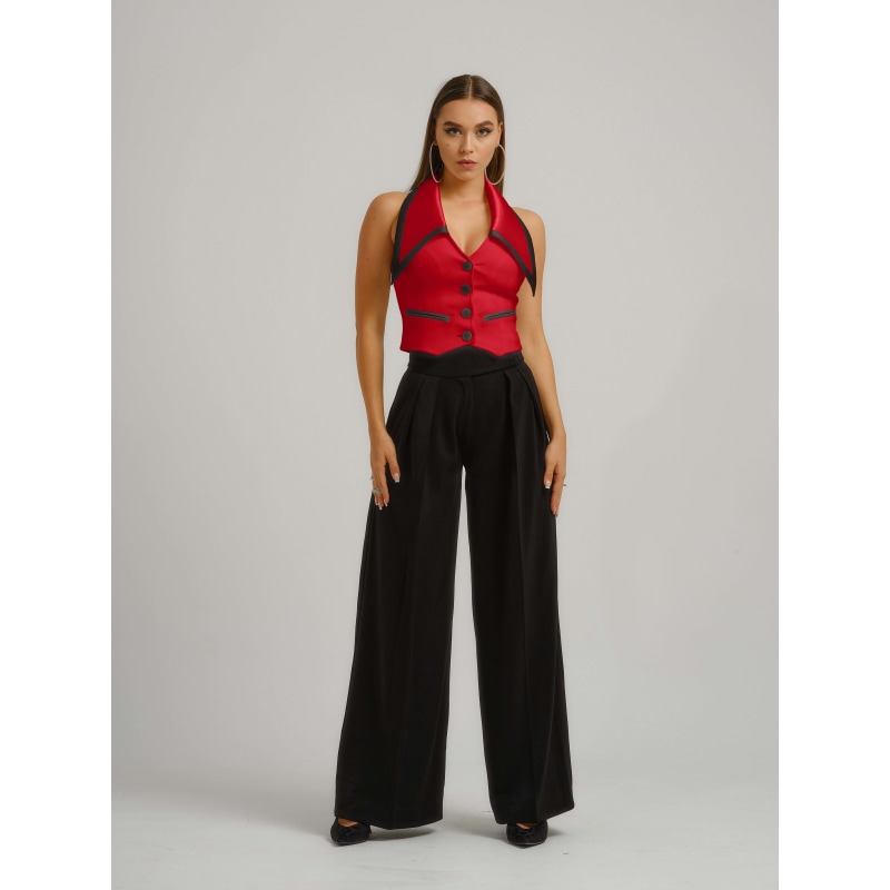 Thumbnail of Born To Run Cropped Tailored Waistcoat - Fierce Red image