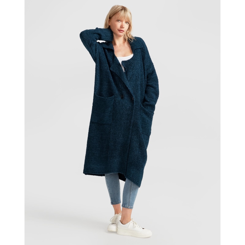 Born To Run Sustainable Sweater Coat - Dark Teal | Belle & Bloom