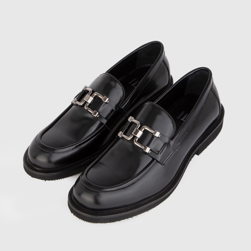 Thumbnail of Borska Black Florentic Leather Men's Daily Shoe image