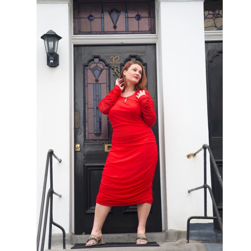 Thumbnail of Boudicca Red Ruched Bodycon Dress image