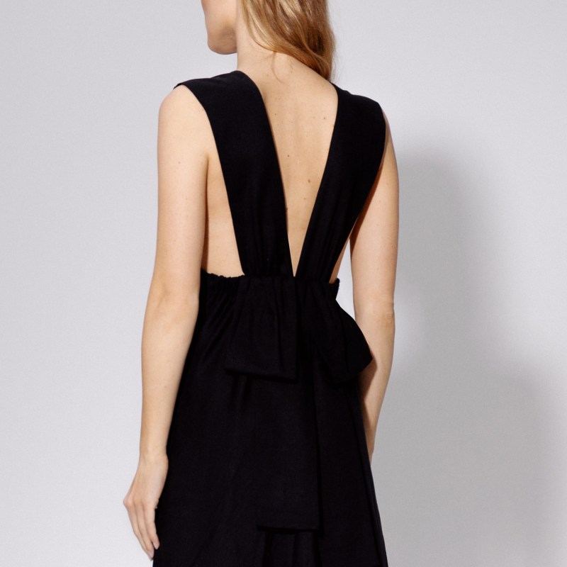 Thumbnail of Bow Back Linen Maxi Dress - Black image