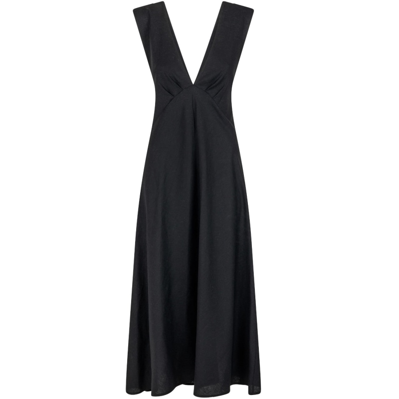 Thumbnail of Bow Back Linen Maxi Dress - Black image