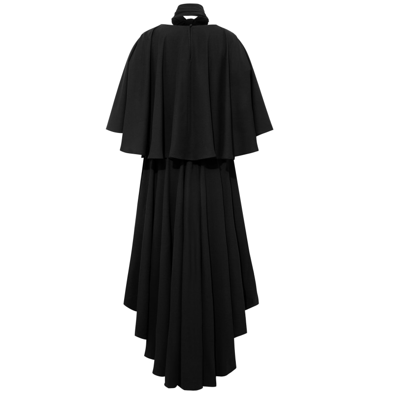 Thumbnail of Bow Tie Neck Cape Sleeve Maxi Dress - Black image