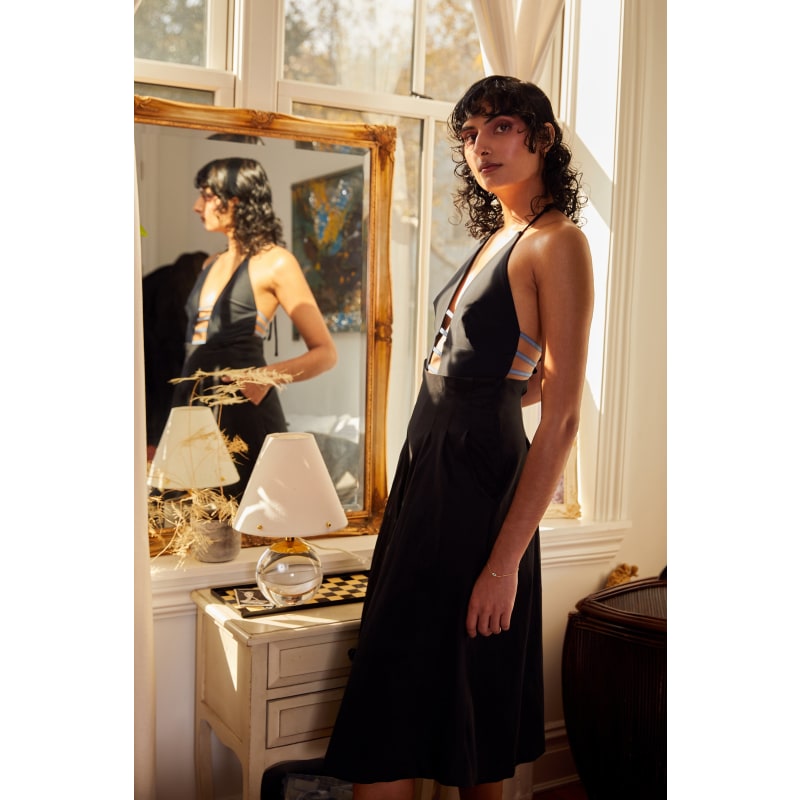 Stretch Taffeta Flared Skirt With Box Pleats
