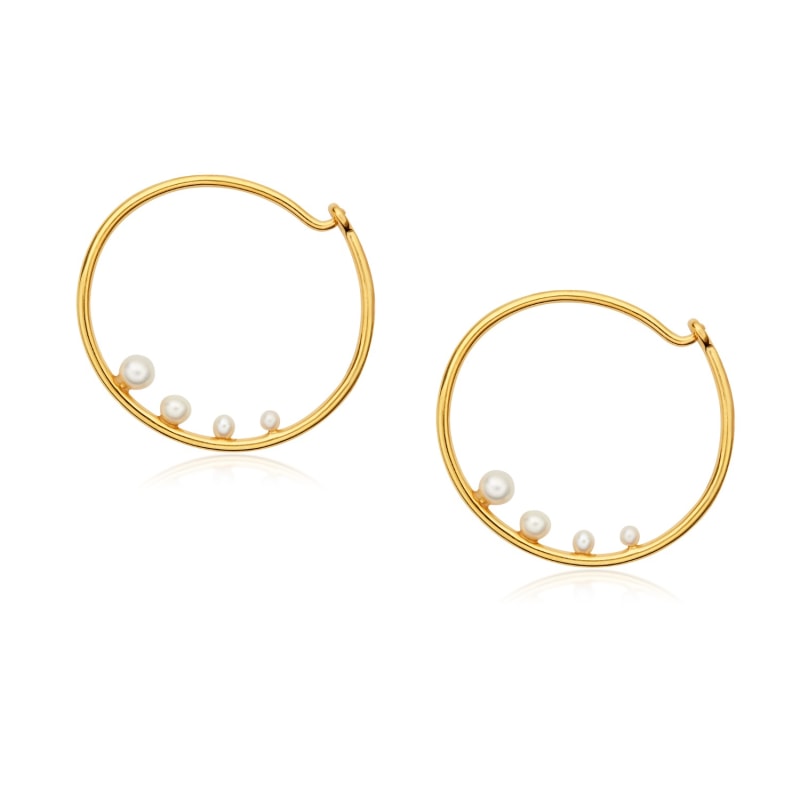 Thumbnail of Delicate Pearl Hoops image