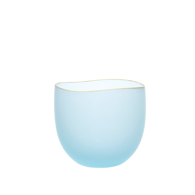 Thumbnail of Saki Handcrafted Sake Glass With Gold Rim - Blue 2.6" image