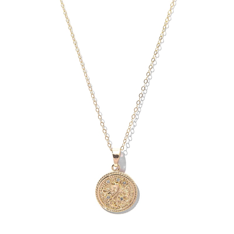 Thumbnail of Virgo Zodiac Medallion Pendant Gold Filled Necklace image