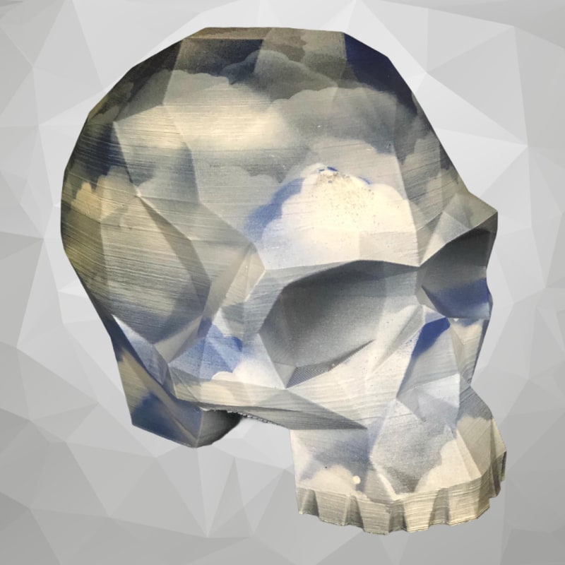 Thumbnail of Geometric Design Skull Sculpture In Cloud Design image