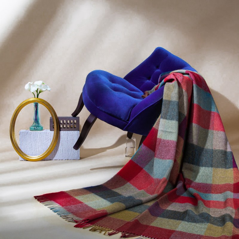 Thumbnail of Wonderland - Alpaca & Merino Lambswool Blanket - Bright Coloured Checks image