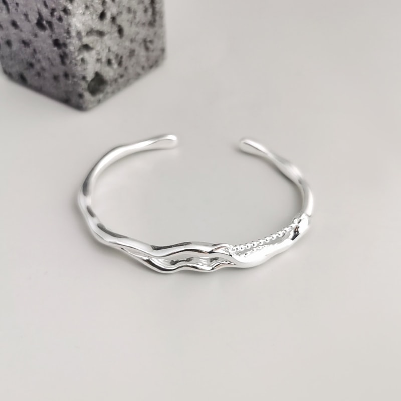 Sterling silver adjustable bangle deals