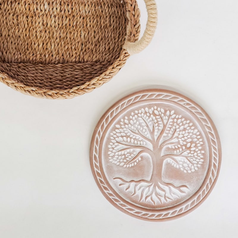 Thumbnail of Bread Warmer & Wicker Basket - Tree Of Life Round image