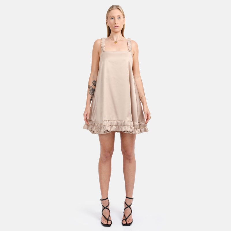 Thumbnail of Breeze - Satin Slip Mini Dress Beige image