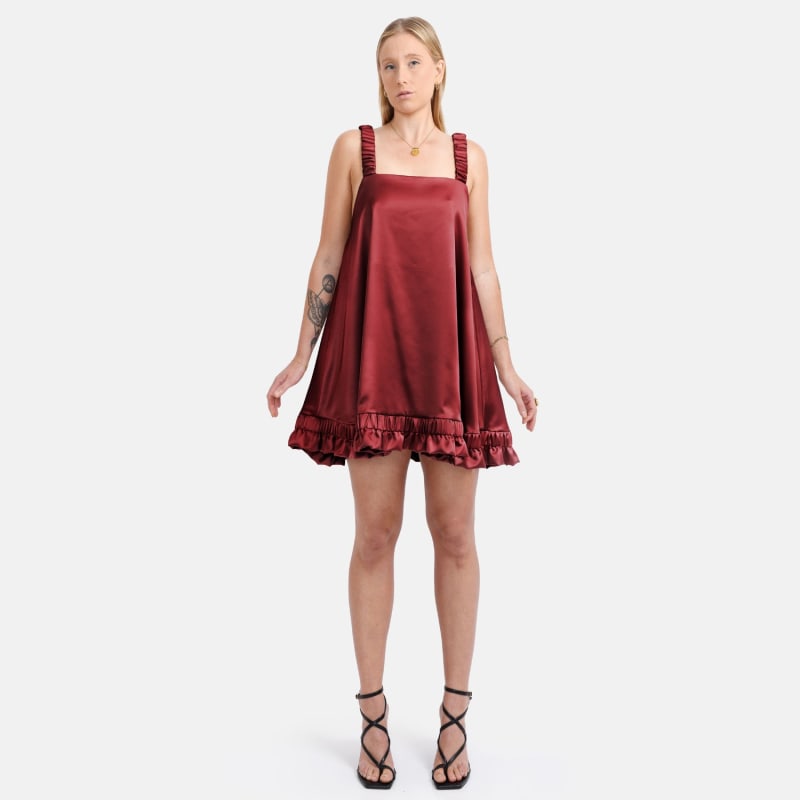 Thumbnail of Breeze - Satin Slip Mini Dress Crimson image