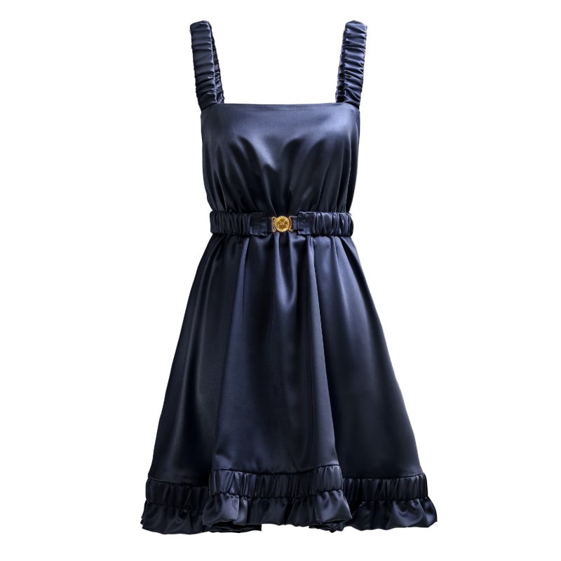 Thumbnail of Ripple - Satin Slip Mini Dress Navy image