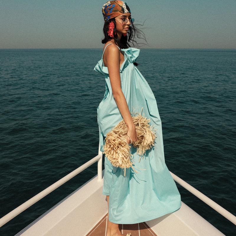 Thumbnail of Breezy Strap Dress With Gathered Style - Aquatic image