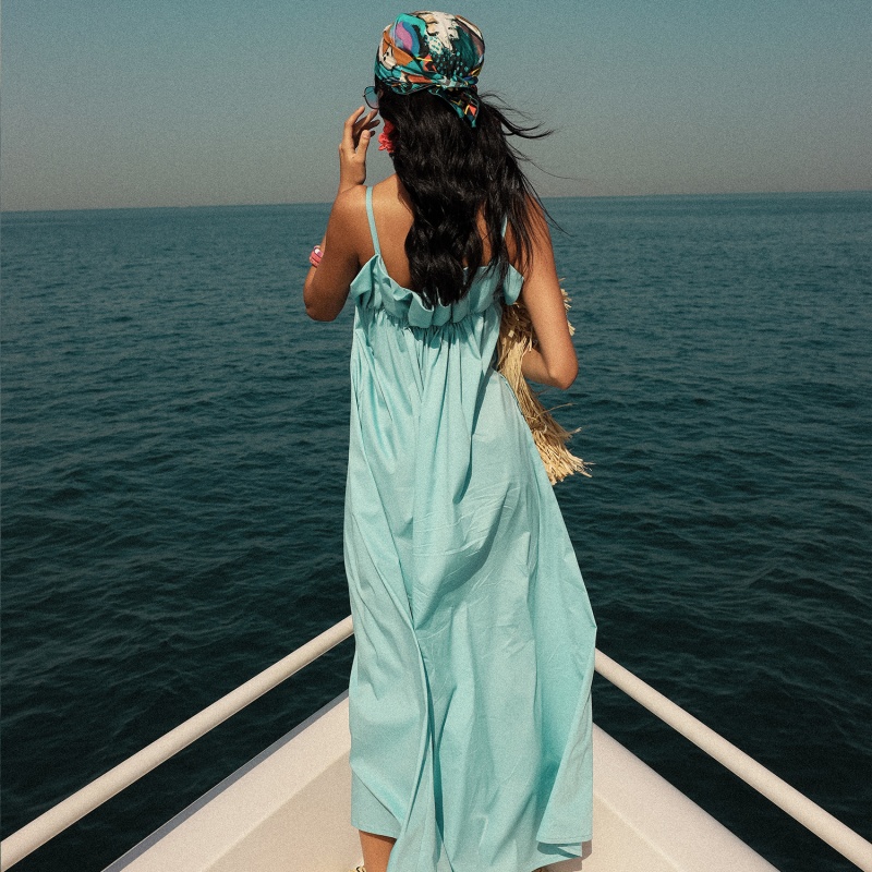 Thumbnail of Breezy Strap Dress With Gathered Style - Aquatic image