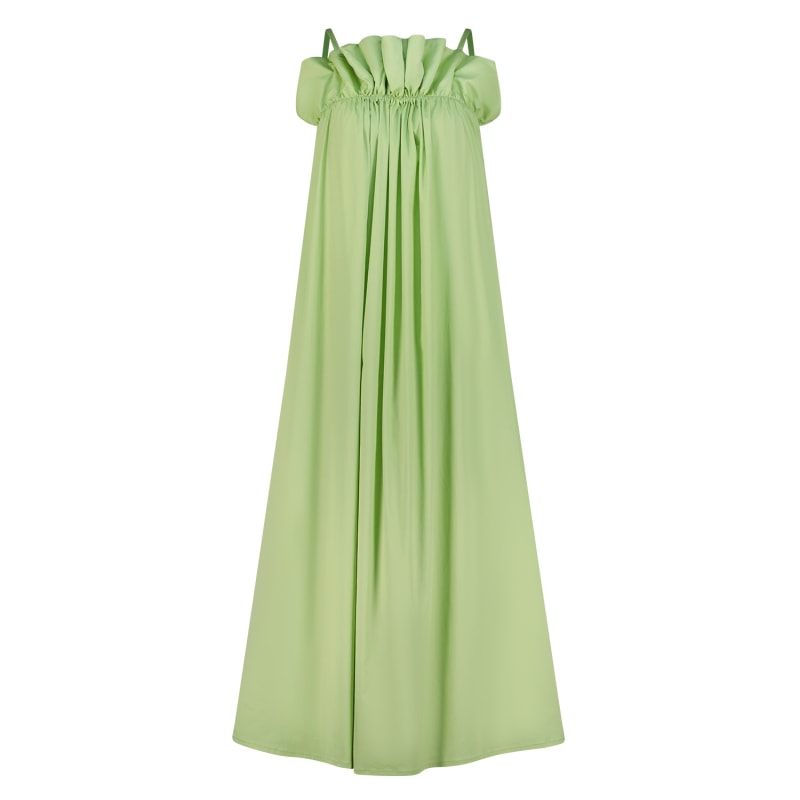 Thumbnail of Breezy Strap Dress With Gathered Style- Lettuce Green image