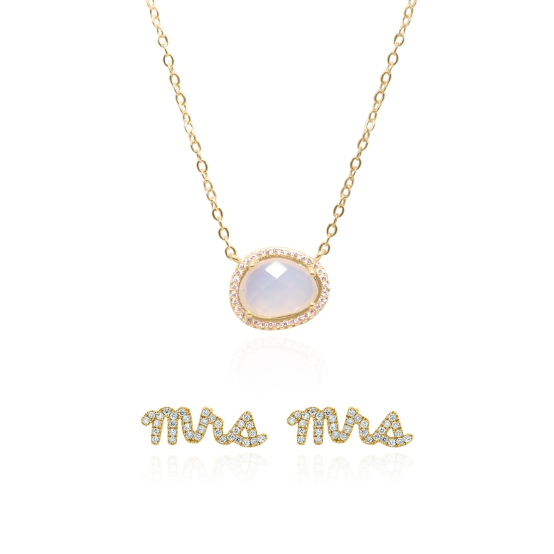 Thumbnail of Bride Moonstone Gift Set - Earrings & Necklace - Gold Plated image