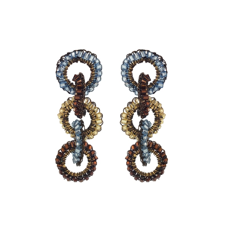 Thumbnail of Bronze Blue Mix Nova Maxi Handmade Crochet Earrings image