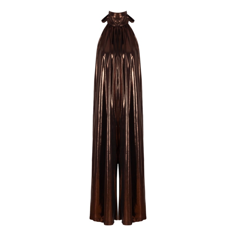 Metallic wide leg jumpsuit top