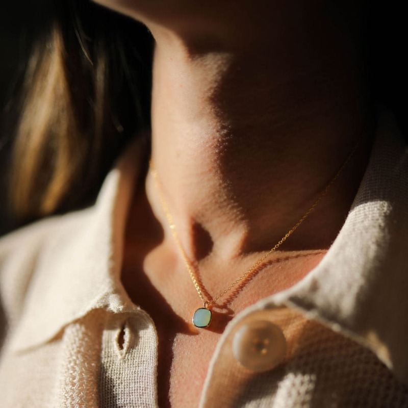 Thumbnail of Brooklyn Gold Vermeil & Aqua Chalcedony Necklace image