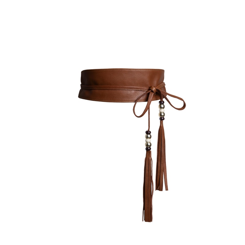 Thumbnail of Off White Leather Obi Belt With Long Tassels image
