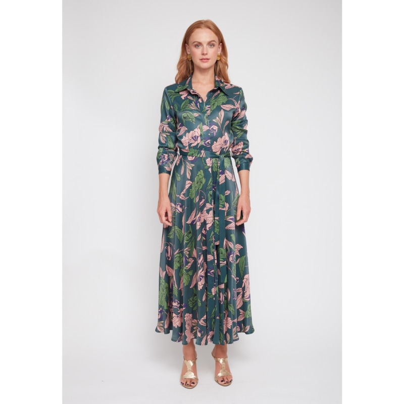 Thumbnail of Bruna Floral Print Midi Work To Evening Shirt Dress image