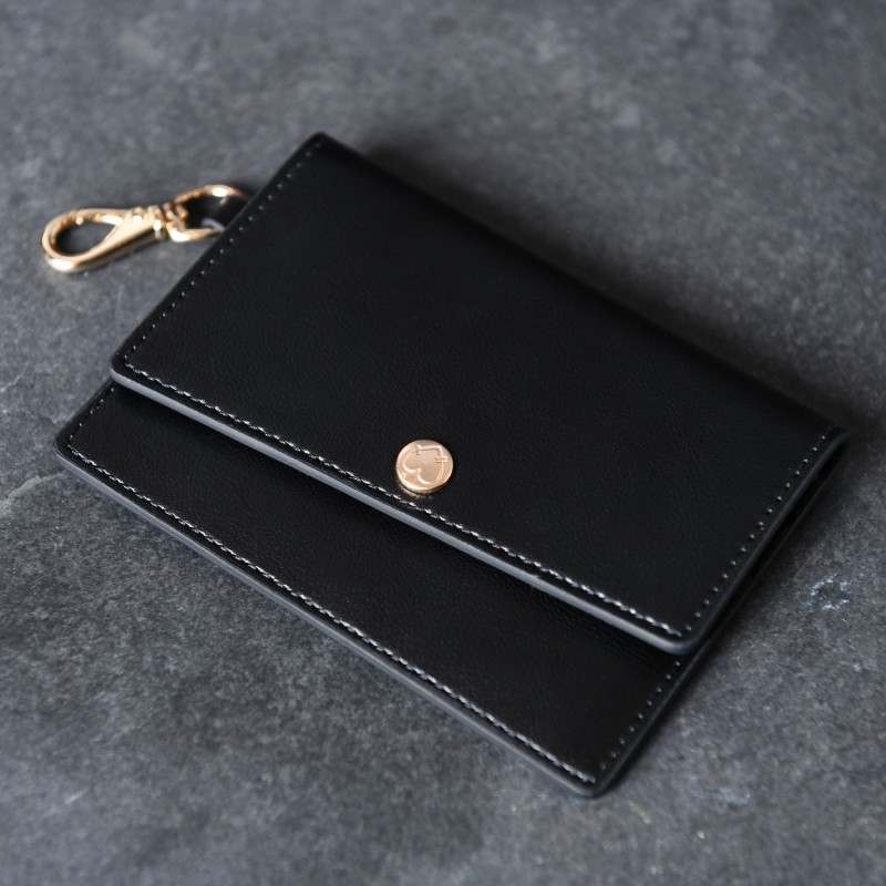 Thumbnail of Bleeker Card Case Wallet – Black/Gold Hardware image