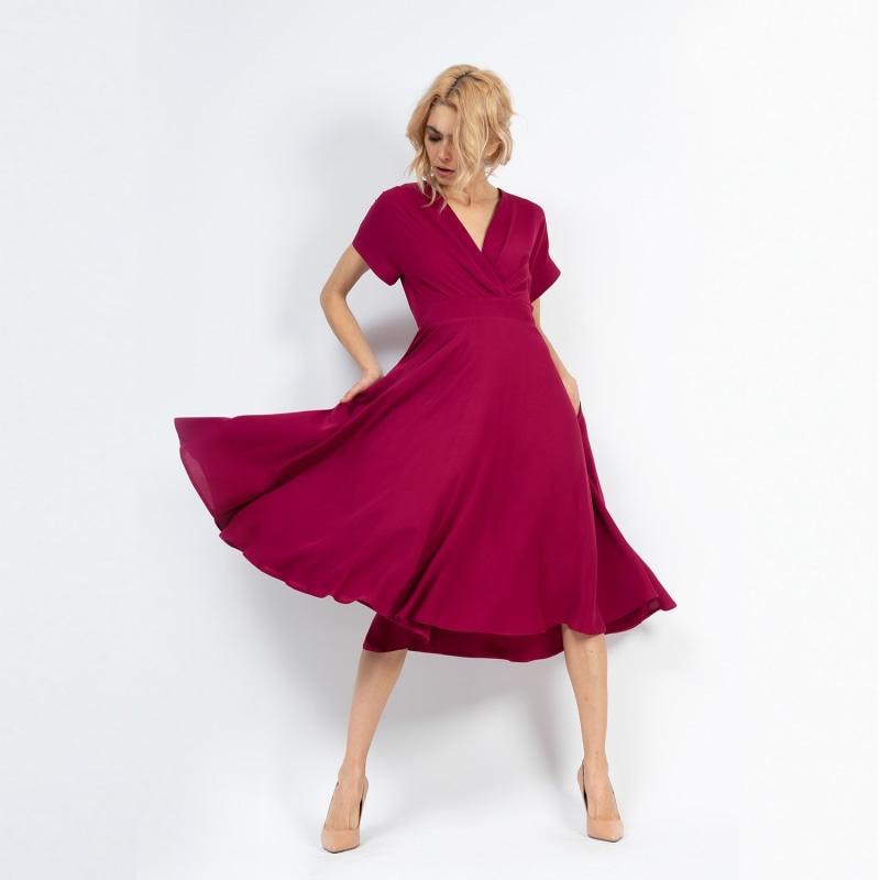 Fuchsia Midi Cocktail Dress | BLUZAT ...