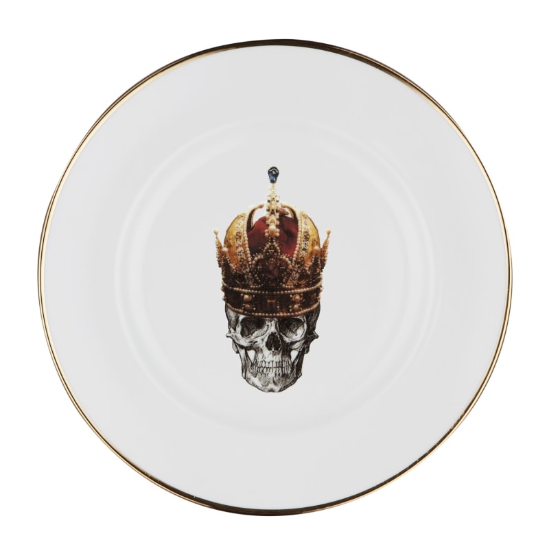 Thumbnail of Skull In Red Crown Bone China Salad Plate image