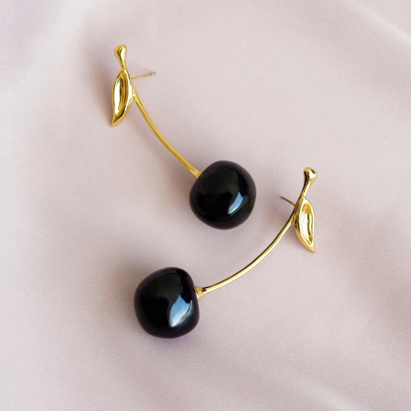 Thumbnail of Porcelain Black Cherry Earrings image