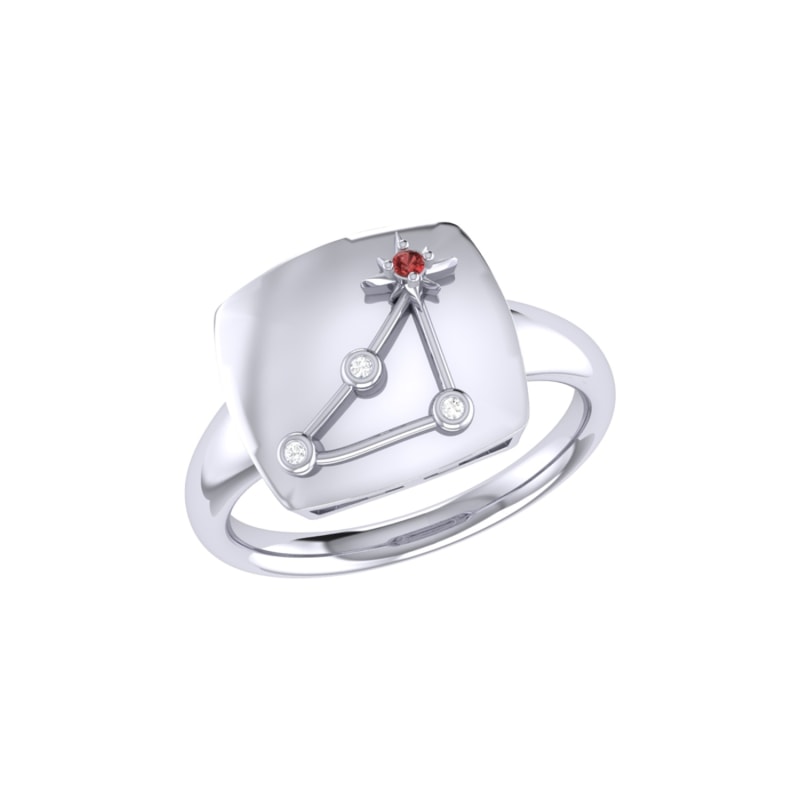 Thumbnail of Capricorn Goat Constellation Signet Ring In Sterling Silver image