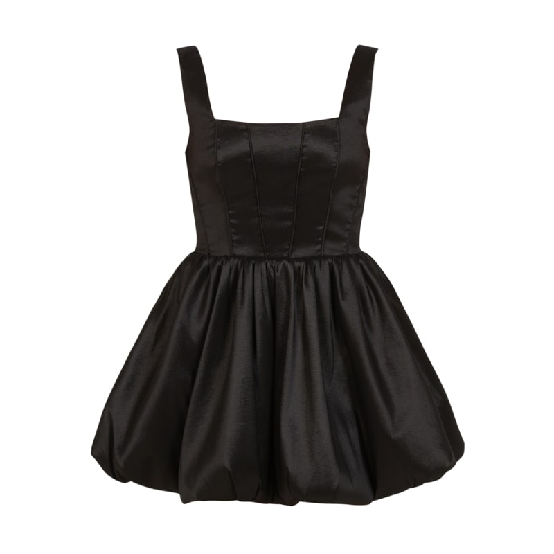 Bubble Hem Mini Dress Black by Avenue 8