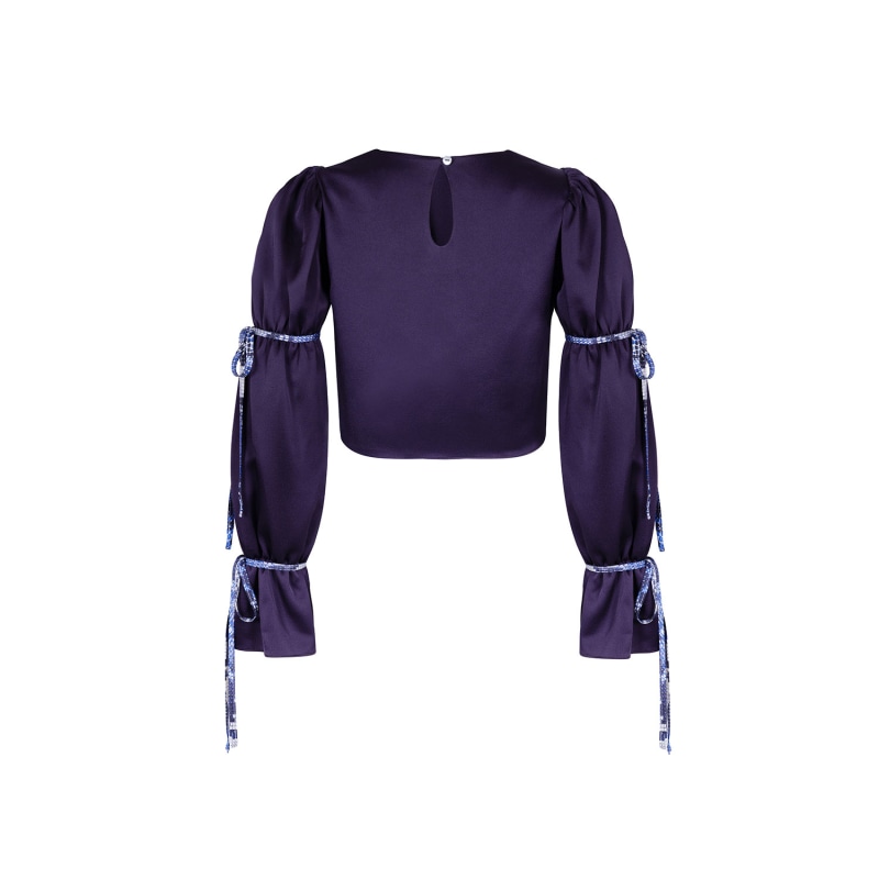 Thumbnail of Bubble Sleeve Crop Top - Purple image