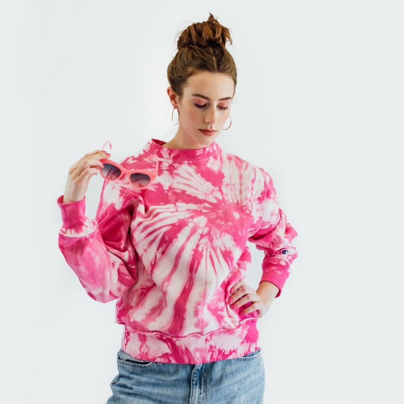 Thumbnail of Barbie Bubblegum Pink Tie Dye Reconstructed Sweatshirt image