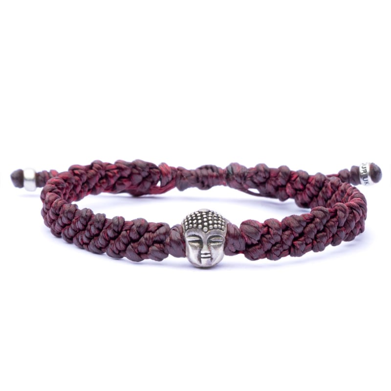 Thumbnail of Buddha Wine Red Rope Bracelet For Men - Red image